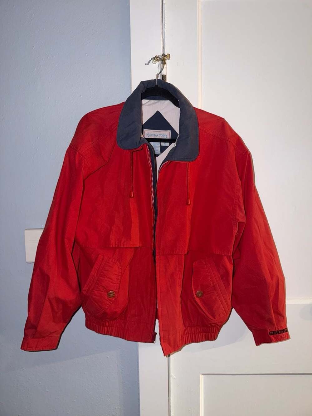 Vintage Norman Todd Grainger Red Windbreaker Jacket Size S